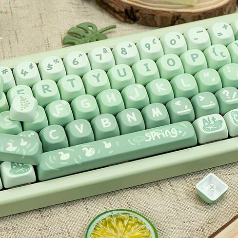 PBT keycaps MOA Profile, Cute Keycaps Set, 133 Keys Dye-Sublimation Keycaps with Key Puller for Cherry Gateron MX Switches Mechanical Gaming Keyboard (Green Cartoon) in Saudi Arabia