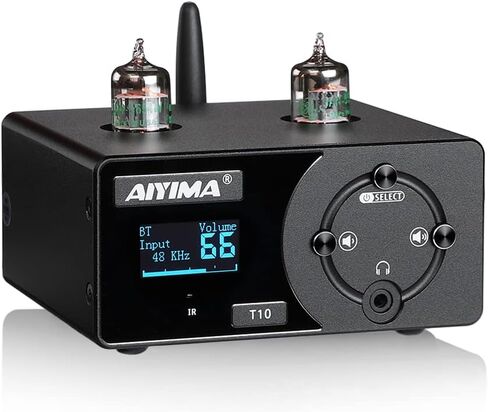 AIYIMA T10 JAN5654 مضخم صوت أنبوبي لفك ترميز الصوت بلوتوث 5.0 HiFi سماعة رأس مع PC-USB APTX مدخل بصري محوري وشاشة OLED لمضخم الصوت المنزلي (T10) in Kuwait
