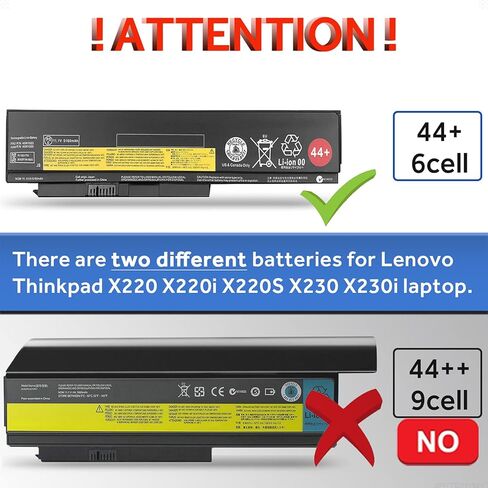 بطارية 0A36306 للكمبيوتر المحمول Lenovo Thinkpad X230 X230i X220s X220 (6 خلايا 44+ 5160 مللي أمبير في الساعة) in Kuwait