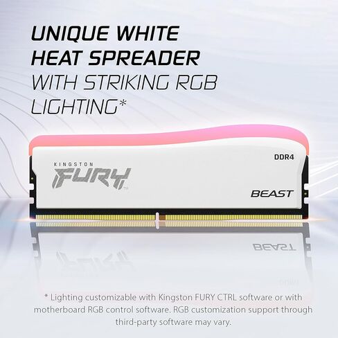 Kingston Technology Fury Beast RGB Special Edition 16GB (2x8GB) 3200MT/s CL16 DDR4 مجموعة ذاكرة سطح المكتب من 2 | مزامنة الأشعة تحت الحمراء | إنتل XMP وAMD Ryzen جاهزان | برنامج RGB CTRL | KF432C16BWAK2/16 in Saudi Arabia