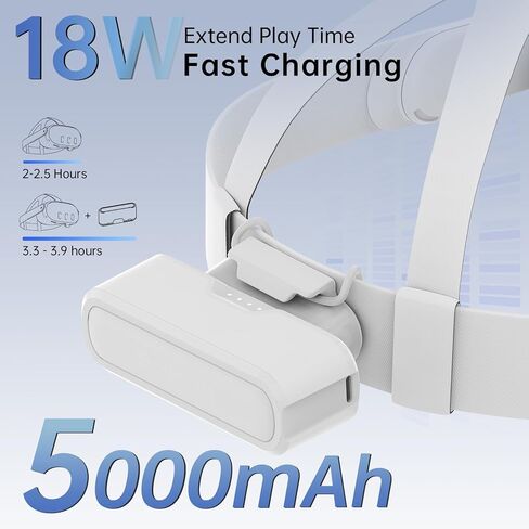 حزمة بطارية HiBloks لـ Oculus/Meta Quest 3 مع شحن سريع بقدرة 5000 مللي أمبير في الساعة 18 وات PD لشحن الواقع الافتراضي الخاص بك وتمديد وقت اللعب، لملحقات Meta Quest 3/2/Pro (3 حزم بطاريات + قاعدة شحن مغناطيسية) in Kuwait