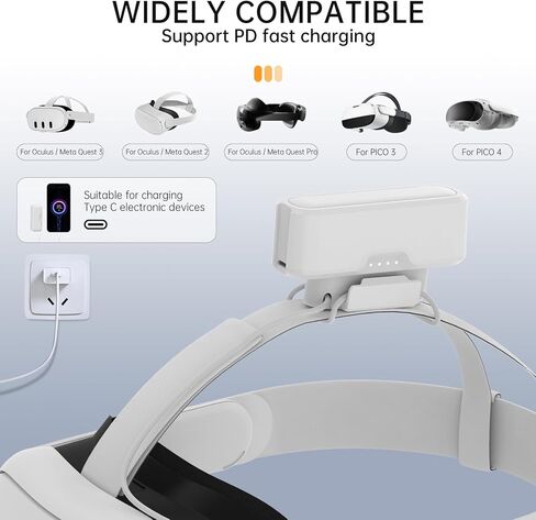 حزمة بطارية HiBloks لـ Oculus/Meta Quest 3 مع شحن سريع بقدرة 5000 مللي أمبير في الساعة 18 وات PD لشحن الواقع الافتراضي الخاص بك وتمديد وقت اللعب، لملحقات Meta Quest 3/2/Pro (3 حزم بطاريات + قاعدة شحن مغناطيسية) in Kuwait