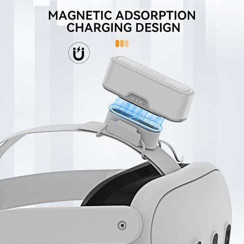 حزمة بطارية HiBloks لـ Oculus/Meta Quest 3 مع شحن سريع بقدرة 5000 مللي أمبير في الساعة 18 وات PD لشحن الواقع الافتراضي الخاص بك وتمديد وقت اللعب، لملحقات Meta Quest 3/2/Pro (3 حزم بطاريات + قاعدة شحن مغناطيسية) in Kuwait