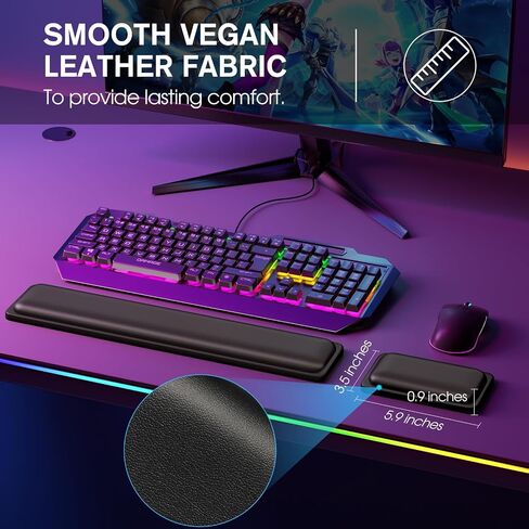KTRIO Soft Vegan Leather Mouse Wrist Rest, Slow Rebound Memory Foam Wrist Rest for Mouse, Water Resistant Mouse Wrist Support for for Laptop, Office & Home in Saudi Arabia