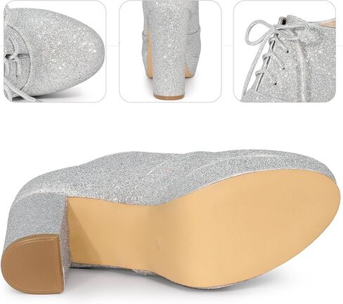 Perphy Lace up Chunky Heel Platform Glitter Ankle Booties for Women in Saudi Arabia