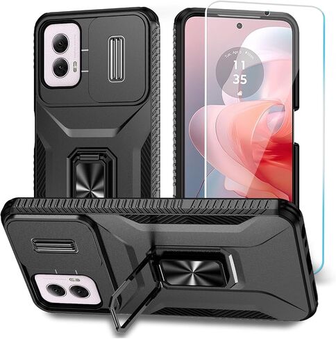 حافظة SunStory لهاتف Motorola Moto G Power 5G 2024 مع واقي شاشة HD وغطاء كاميرا منزلق ومسند، حافظة هاتف Moto G Power 5G 2024 [من الدرجة العسكرية] لهاتف Motorola G Power 2024 (أحمر) in Saudi Arabia