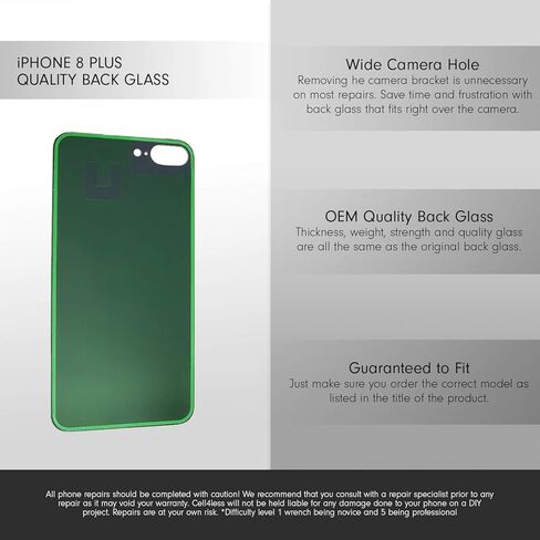 iPhone 8 Plus Back Glass Replacement Kit OEM Battery Door Replacement w/Adhesive & Removal Tool Compatible w/Apple iPhone 8 Plus Only NO Logo (Gold) 5 Pack in Saudi Arabia