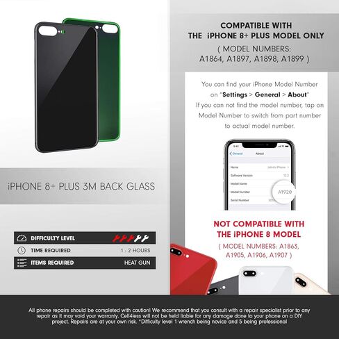 طقم استبدال الزجاج الخلفي لهاتف iPhone 8 Plus OEM استبدال باب البطارية مع أداة لاصقة وإزالة متوافقة مع Apple iPhone 8 Plus فقط بدون شعار (أحمر) in Kuwait
