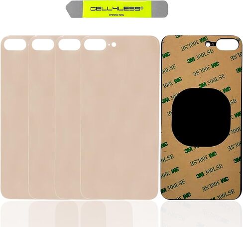 iPhone 8 Plus Back Glass Replacement Kit OEM Battery Door Replacement w/Adhesive & Removal Tool Compatible w/Apple iPhone 8 Plus Only NO Logo (Gold) 5 Pack in Saudi Arabia