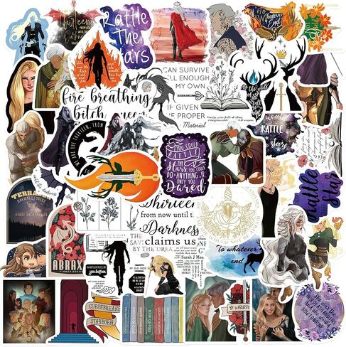 Throne of Glass Aesthetics Novel Stickers Pack,Book Stickers 50pcs Gift Decoration Vinyl Waterproof Stickers for Water Bottle,Skateboard,Journaling,Car Decals Gifts for Kids Teens Adult in Kuwait