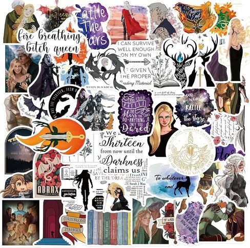 Throne of Glass Aesthetics Novel Stickers Pack,Book Stickers 50pcs Gift Decoration Vinyl Waterproof Stickers for Water Bottle,Skateboard,Journaling,Car Decals Gifts for Kids Teens Adult in Kuwait