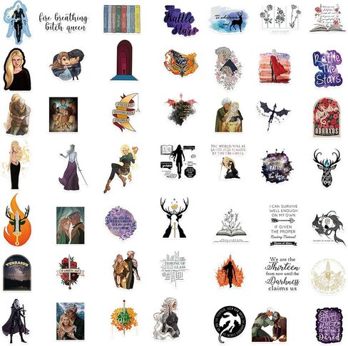 Throne of Glass Aesthetics Novel Stickers Pack,Book Stickers 50pcs Gift Decoration Vinyl Waterproof Stickers for Water Bottle,Skateboard,Journaling,Car Decals Gifts for Kids Teens Adult in Kuwait