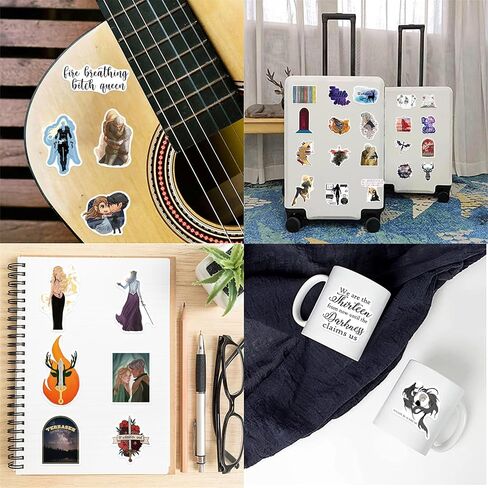 Throne of Glass Aesthetics Novel Stickers Pack,Book Stickers 50pcs Gift Decoration Vinyl Waterproof Stickers for Water Bottle,Skateboard,Journaling,Car Decals Gifts for Kids Teens Adult in Kuwait