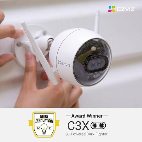 EZVIZ Outdoor Security Camera Dual Lens 1080P, Excellent Color Night Vision, Active Light & Siren Alarm with PIR Motion Detection, Weather Proof, Two-way Talk, the First Dual Lens Security Camera(C3X) in Kuwait