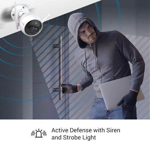 EZVIZ Outdoor Security Camera Dual Lens 1080P, Excellent Color Night Vision, Active Light & Siren Alarm with PIR Motion Detection, Weather Proof, Two-way Talk, the First Dual Lens Security Camera(C3X) in Kuwait