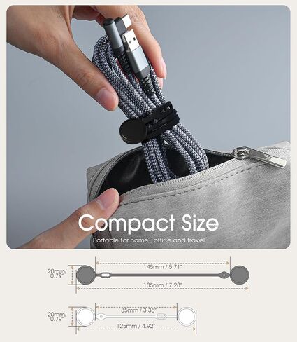 20Pcs Nearockle Reusable Magnetic Cable Ties, 2024 Upgraded 7.3"&3.3" N52 Strong Magnet Cable Clips Cord Organizer for Desk Electrical Cords, Charging Cords, Whiteboard Fridge Magnets (Black) in Saudi Arabia