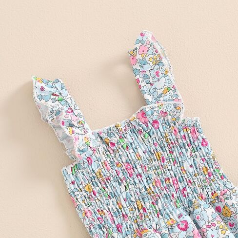 Toddler Girl Wide Leg Romper Baby Floral One Piece Newborn Pants Jumpsuit Flare Pants Overalls Summer Playsuit in Saudi Arabia