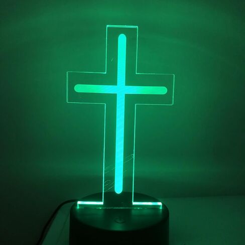 Christian Cross Night Light 3D Visible Acrylic Plate LED Lamp, Valentine's Day Cute Rabbit Animal Night Light, Spring Easter Gift Theme Party, Scene, Festival Decor (Easter Cross Light) in Saudi Arabia