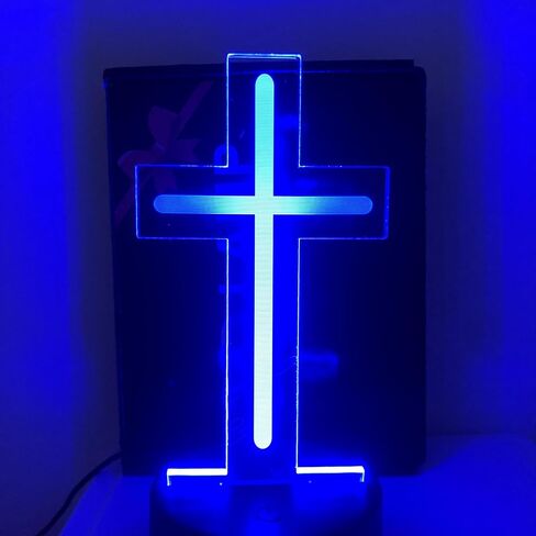 Christian Cross Night Light 3D Visible Acrylic Plate LED Lamp, Valentine's Day Cute Rabbit Animal Night Light, Spring Easter Gift Theme Party, Scene, Festival Decor (Easter Cross Light) in Saudi Arabia
