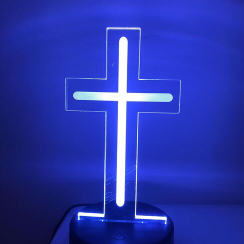 Christian Cross Night Light 3D Visible Acrylic Plate LED Lamp, Valentine's Day Cute Rabbit Animal Night Light, Spring Easter Gift Theme Party, Scene, Festival Decor (Easter Cross Light) in Saudi Arabia