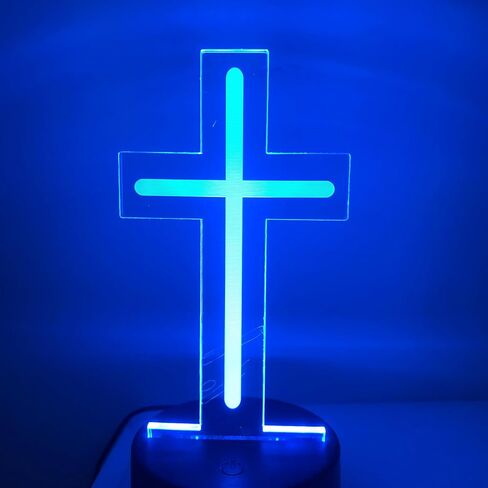 Christian Cross Night Light 3D Visible Acrylic Plate LED Lamp, Valentine's Day Cute Rabbit Animal Night Light, Spring Easter Gift Theme Party, Scene, Festival Decor (Easter Cross Light) in Saudi Arabia
