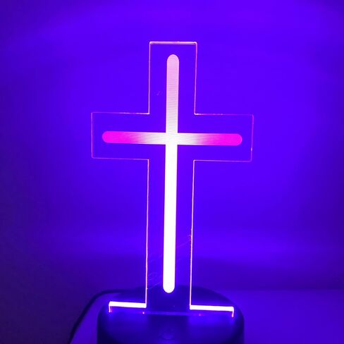 Christian Cross Night Light 3D Visible Acrylic Plate LED Lamp, Valentine's Day Cute Rabbit Animal Night Light, Spring Easter Gift Theme Party, Scene, Festival Decor (Easter Cross Light) in Saudi Arabia
