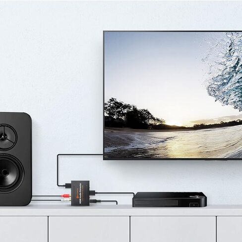 Neoteck 1080P HDMI مستخرج الصوت، HDMI إلى HDMI + TOSLINK SPDIF البصري + محول مقسم الصوت والفيديو التناظري RCA L/R لمشغل Blu-ray DVD Sky HD Box PS3 PS4 in Kuwait