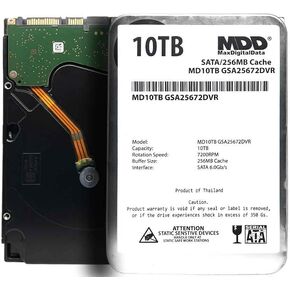 MDD 10TB 7200 RPM 256MB Cache SATA 6.0Gb/s 3.5inch Internal Hard Drive for Surveillance Storage (MD10TGSA25672DVR) - 3 Years Warranty (Renewed)