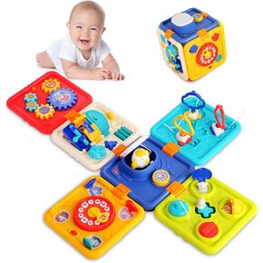 6 in 1 Montessori Toys Toddler Busy Board - Toys for 1 Year Old Girl,Busy Board for 1 2 3 Year Old,Toddler Toys Age 1-2,Baby Toys 12-18 Months,Gifts for 1 Year Old Boys Girls
