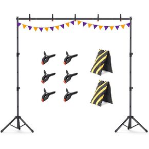 Backdrop Stand 10x7.5ft, Height Adjustable and Width Adjustable Backdrop Stand, Backdrop Stand for Balloon Arch, Photo, Parties