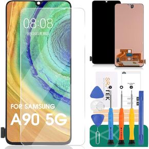 OLED for Samsung A90 5g Screen Replacement for Samsung Galaxy A90 5g LCD Digitizer Repair Kits for Samsung SM-A908B Touch Screen Display Assembly Replacement Black (with Fingerprint)
