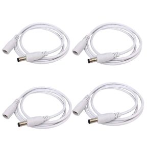 4pcs/pack1m/3.28ft White 5.5mm x 2.5mm DC Plug Extension Cable DC Extension Cable Cord with Male to Female 5.5mm x 2.5mm Connectors DC Power 12V 5.5mm x 2.5mm Barrel Male Plug Connector