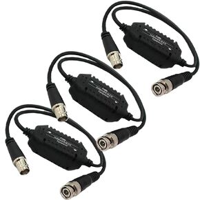 Black BNC Ground Loop Isolator CCTV Video Balun, BNC Male to Female Coaxial Video Ground Ring Isolator for Camera,Length of cable20(3 Pack)