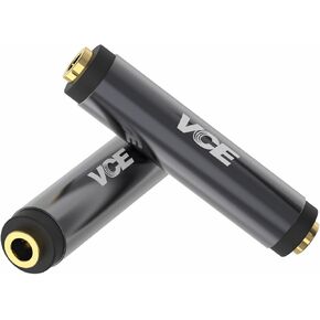 VCE 3.5mm Female to Female Adapter, Gold Plated 1/8 Inch Female to Female Aux Adapter for 3.5mm Audio Cable Extension, 2 Pack, Metal Shielded Housing