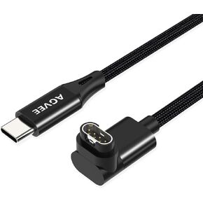 AGVEE 2 Pack 3.3ft 90 Degree Angled Braided USB C Charger Cable Charing Cord for Garmin Watch Fenix 5 6 7, Vivoactive, Instinct, Venu, Tactix, Forerunner, Approach, Venu, Vivomove, Quatix, Black
