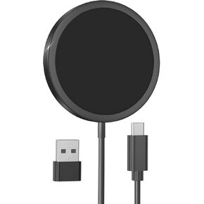 Magnetic Wireless Charger, MagEase 15W Wireless Charger Magnetic Compatible with iPhone 15/14/13/12 Series and AirPods 3/2/Pro-Black
