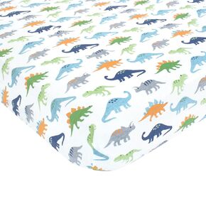 Hudson Baby Unisex Baby Cotton Fitted Crib Sheet, Dinosaurs, One Size
