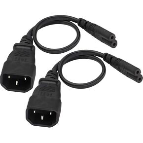 (2 pack) C14 to C5 AC Cable, 10A 125V IEC 3Pole Male to Mickey Mouse 3Pole Female Power Adapter,C5 to C14 AC Converter for Mickey Mouse Laptop Receptacle Converter (0.3m/1ft)(C5 to C14)