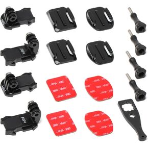 HSU Helmet Sticky Mounts for GoPro, Quick Release Buckle and J-Hook Buckle Mount, Adhesive Mounts and Thumbscrew, Cameras Grab Bag for GoPro DJI Osmo Action Insta360 AKASO and Other Action Cameras