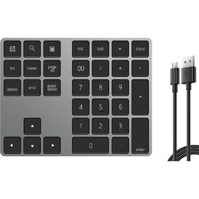 لوحة مفاتيح رقمية بلوتوث، لوحة مفاتيح رقمية لاسلكية قابلة لإعادة الشحن من الألومنيوم، لوحة مفاتيح رقمية رفيعة مكونة من 34 مفتاحًا لإدخال البيانات متوافقة مع أجهزة MacBook وiPad وiOS وWindows Laptop وAndroid in Kuwait