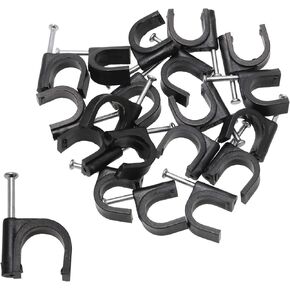 HJ Garden 50pcs Half Clamp J-Hook with Nail For Pex Tubing Pipe Support Round Cable Fixing Tie, Black