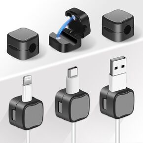 6 Pack Magnetic Cord Organizer, Under Desk Cable Management Clips, Hide Or Organize Phone USB Charger Cable for Home,Office,Car,Desk,Nightstand