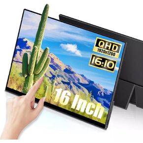 Travel Monitor 16" Portable Laptop Monitor FHD 1080P External Display with Dual Speakers Second Screen for Laptop PC Phone X/box PS-4/5 Switch (16")
