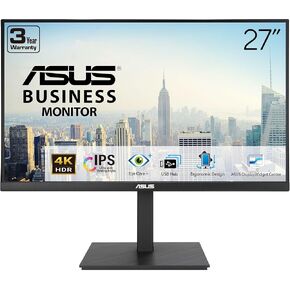 ASUS 27" 4K Business Monitor (VA27UQSB) - UHD (3840 x 2160), IPS, Frameless, HDR10, DisplayPort, Dual HDMI, Speakers, Eye Care, Ergonomic, pivot, swivel, height adjustable, DisplayWidget, 3yr warranty