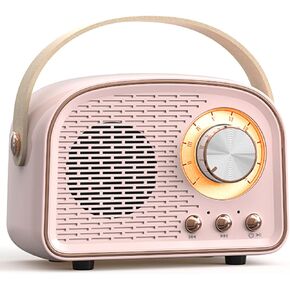 Retro Bluetooth Speaker, Cute Mini Speaker, Portable Wireless Speaker with TWS for Home Outdoor Travel, Bookshelf Speaker, Vintage Decor, Gifts for Girls, Teens, Women Beige