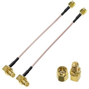 RP-SMA Coax Cable RG316 RP SMA Male to RP SMA Female Right Angle WiFi Antenna Extension Cable for Security Camara 6inch (15cm) Coax Pigtail Cable 2 Pack
