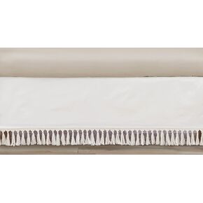 Sweet Jojo Designs Boho Fringe Ivory Boy or Girl Baby Crib Bed Skirt Nursery Dust Ruffle - Solid Neutral Cream Off White Tassel Boho Fringe Bohemian Minimalist for Taupe Desert Sun Collection