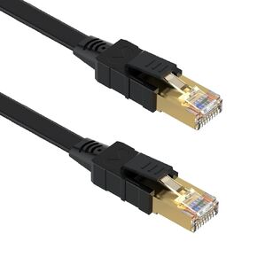 Lovicool Cat 8 Ethernet Cable 50ft, Flat Internet LAN Patch Cord White Shielded High Speed, 26AWG 40Gbps 2000Mhz SFTP with Gold Plated RJ45 Weatherproof S/FTP UV Resistant for Router/Gaming/Modem