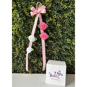 Pack of 4 beautiful grosgrain hair bows for girls with clip and includes hanger, handmade, colors, Red