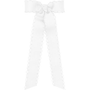 Wee Ones Girls' Grosgrain Bowtie with Monotone Moonstitch Edges and Streamer Tails, For All Hair Types